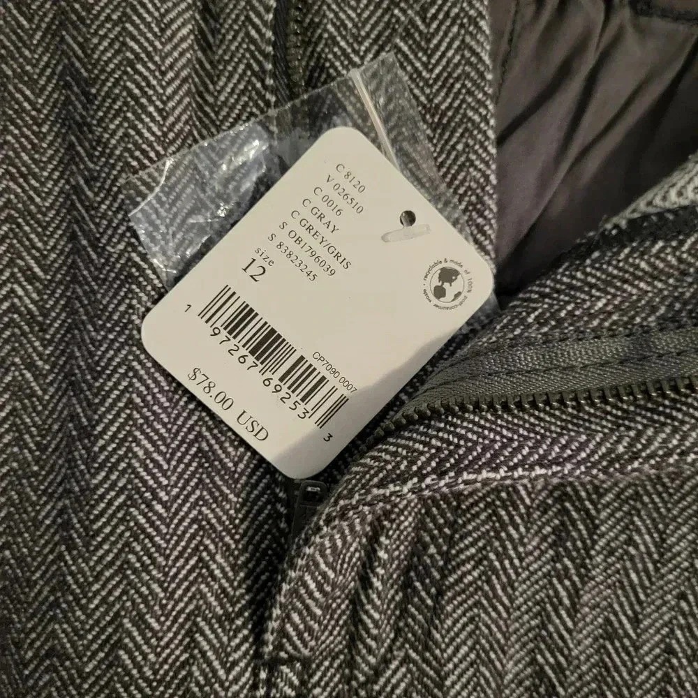 Free People FP Movement Grey Herringbone Mini Skirt Size 12 NWT Y2K Preppy Style - Picture 7 of 8